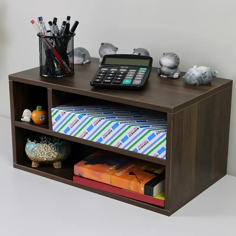 Printer Stand Storage 2-Tier Desktop Table A4 Paper with Wood - Walnut color option