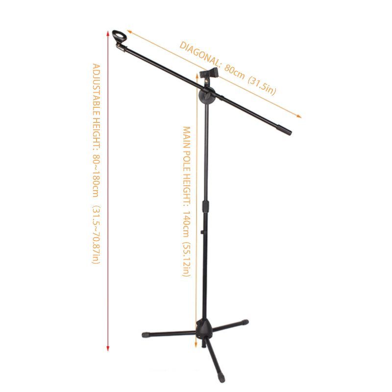 Professional Metal Microphone Stand with an Adjustable Boom Tripod Base Home - product gallery image 8