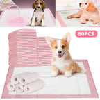 Puppy Training Pad with 50 pcs, L-60*60cm, Pads, Enhanced Absorbent Plush Pee Pads - pink color, L-60*60cm option