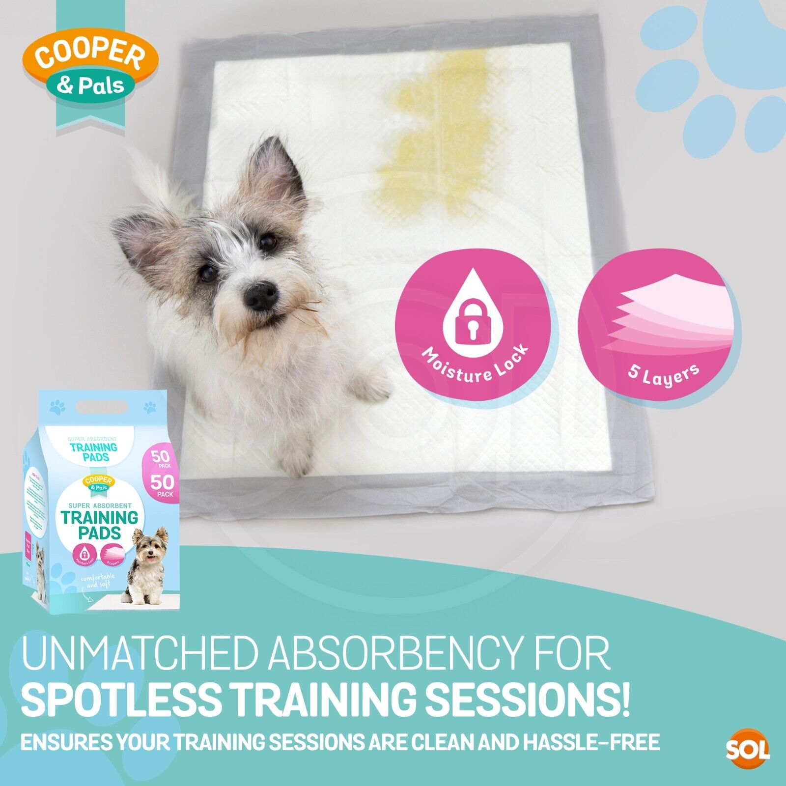 Puppy Training Pad with Leakproof, Waterproof, 100 Pack, 100 Pads (2x50pk) - product gallery image 3
