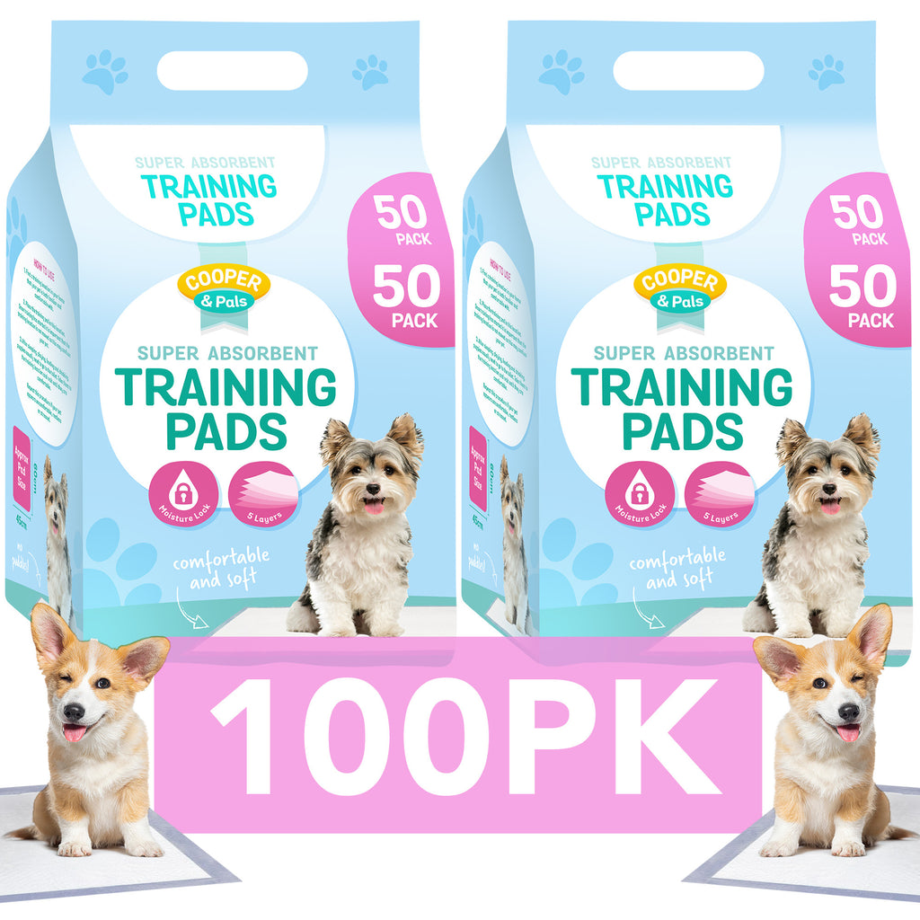 Puppy Training Pad with Leakproof, Waterproof, 100 Pack, 100 Pads (2x50pk)