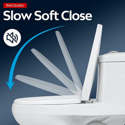 Soft Close Toilet Seat White Bathroom Oval Heavy Duty Universal Hinges Anti Slam Toilet Seat with Quick Release for Easy Clean Graduation Season Gifts