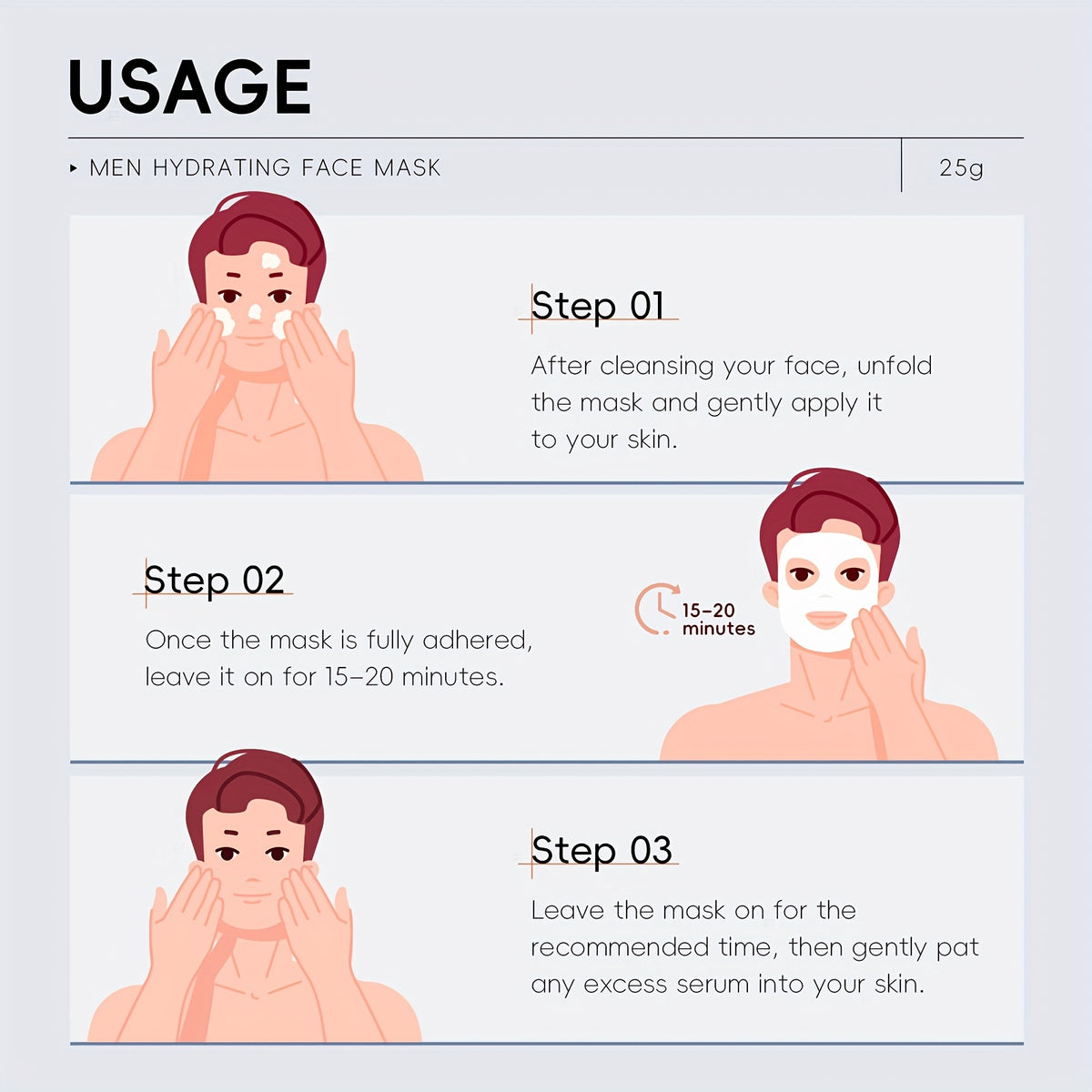 Quiyum Men Hydrating Facial Mask 20 Pack with 20 Packs, 20pcs - product gallery image 5