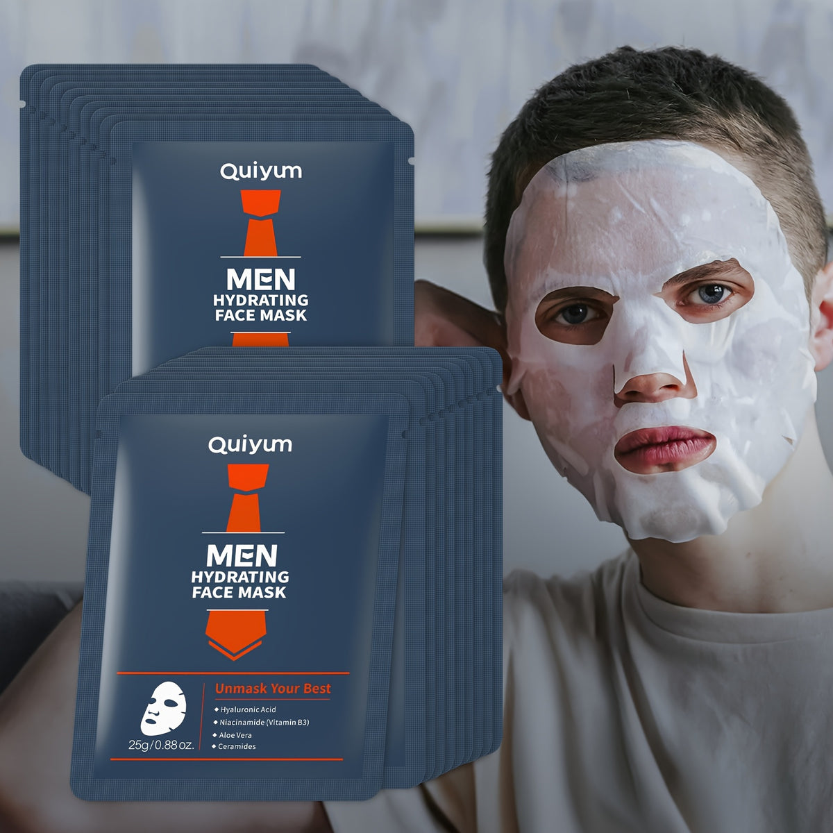 Quiyum Men Hydrating Facial Mask 20 Pack with 20 Packs, 20pcs - product gallery image 7