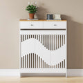 Radiator Cover with 78cm, 109cm, Wood, White MDF Drawers Storage Modern Contemporary - white body with a wood-coloured top, S option