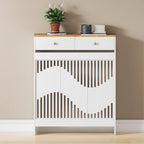 Radiator Cover with 78cm, 109cm, Wood, White MDF Drawers Storage Modern Contemporary - white body with a wood-coloured top, S option