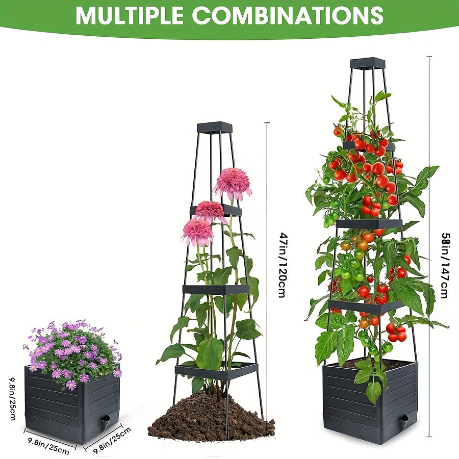 Raised Garden Bed with Bamboo, 2pcs, Tomato Planter Trellis of Planter Box - product gallery image 4