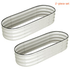 Raised Garden Bed with Metal, Galvanized Beds of Oval Metal Planter - Creamy-white option