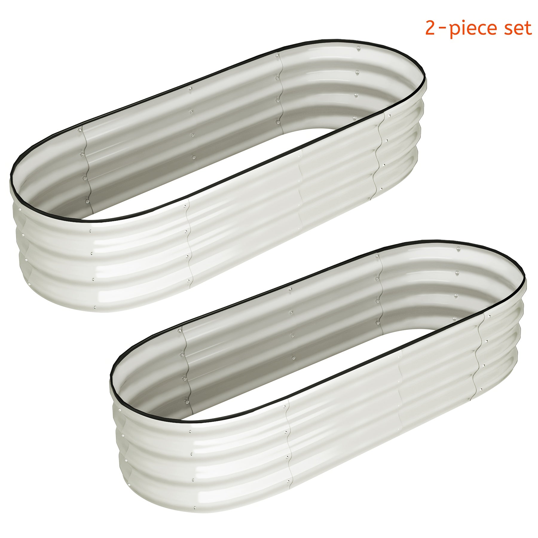 Raised Garden Bed with Metal, Galvanized Beds of Oval Metal Planter - Creamy-white option