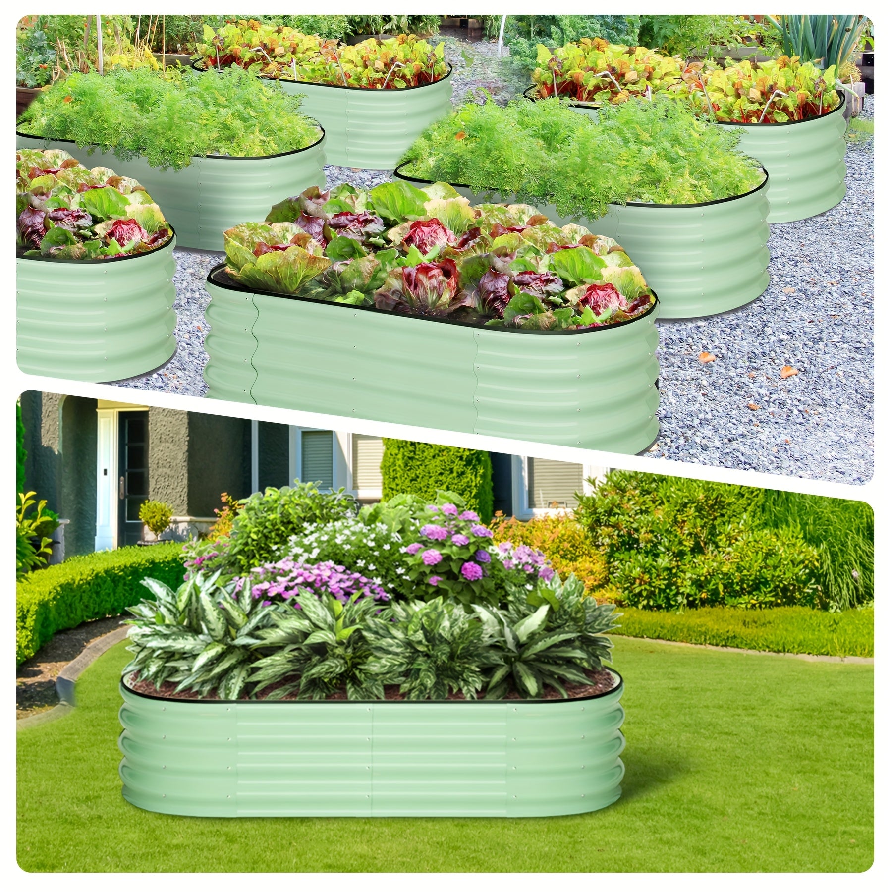 Raised Garden Bed with Metal, Galvanized Beds of Oval Metal Planter - product gallery image 2