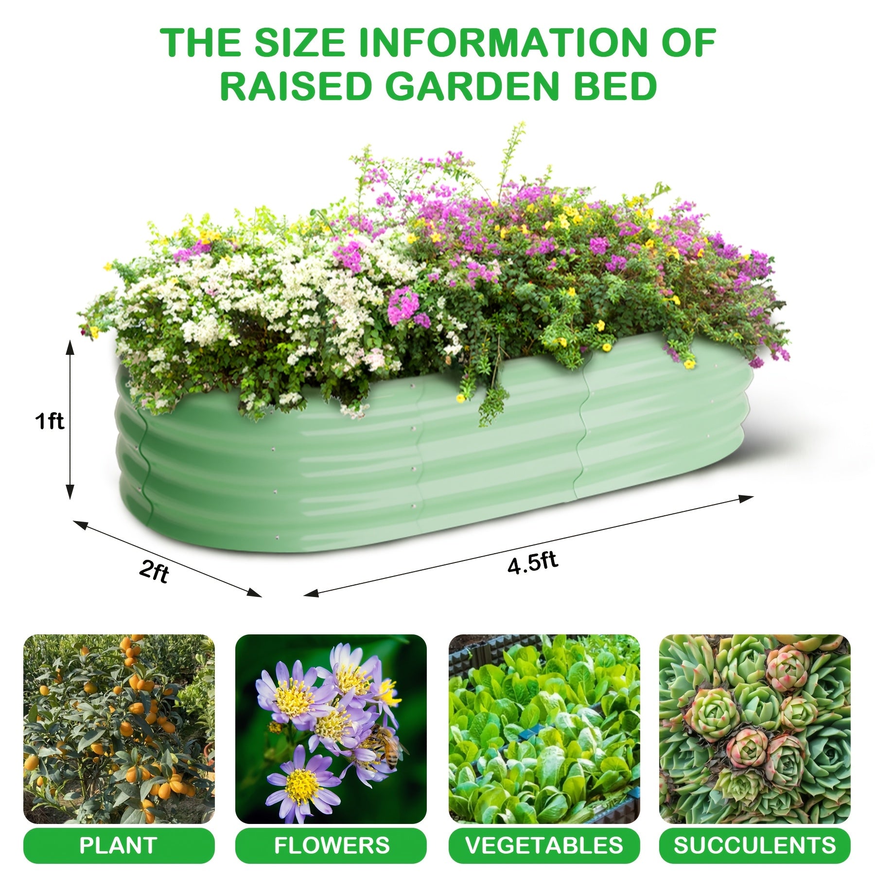 Raised Garden Bed with Metal, Galvanized Beds of Oval Metal Planter - product gallery image 4