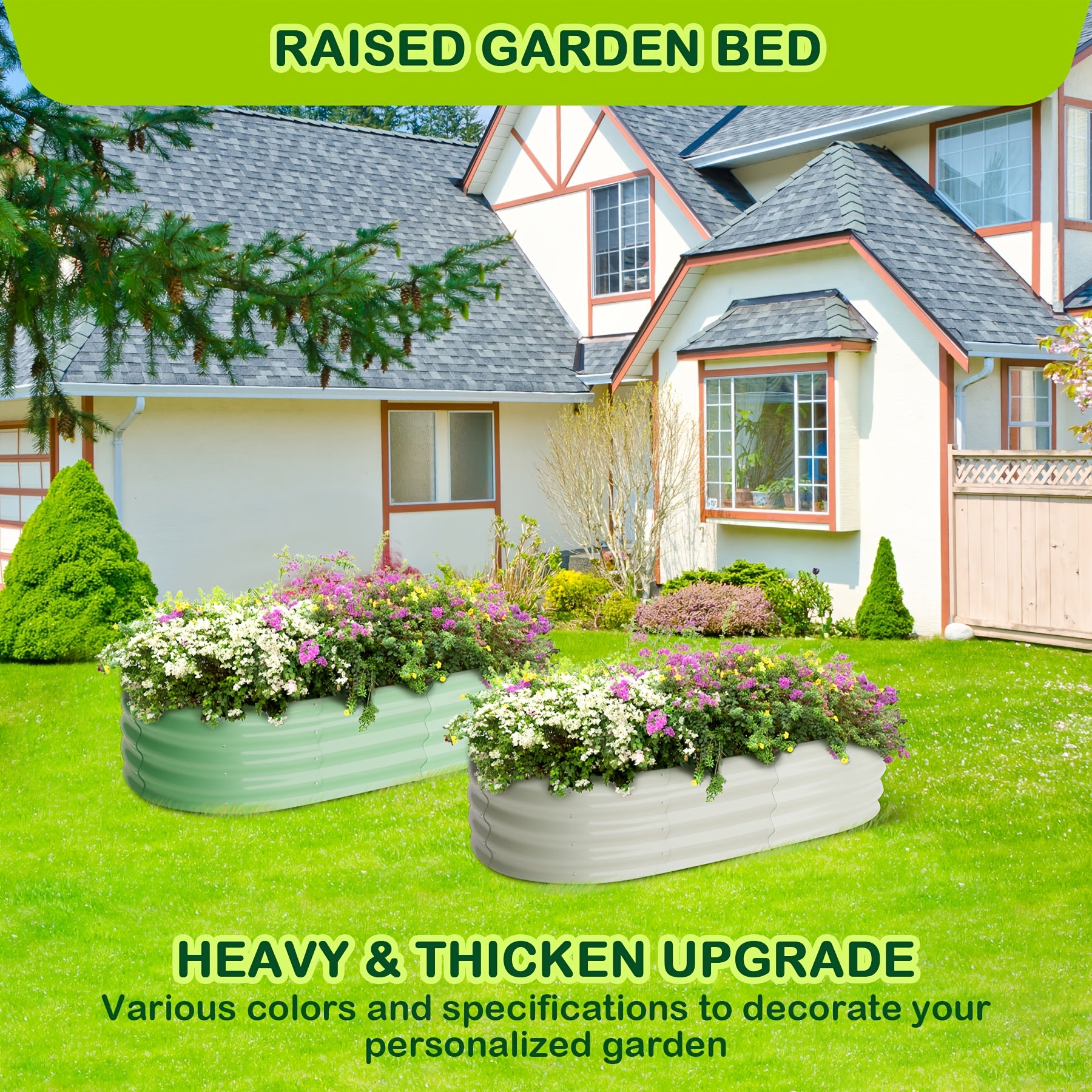 Raised Garden Bed with Metal, Galvanized Beds of Oval Metal Planter - product gallery image 5