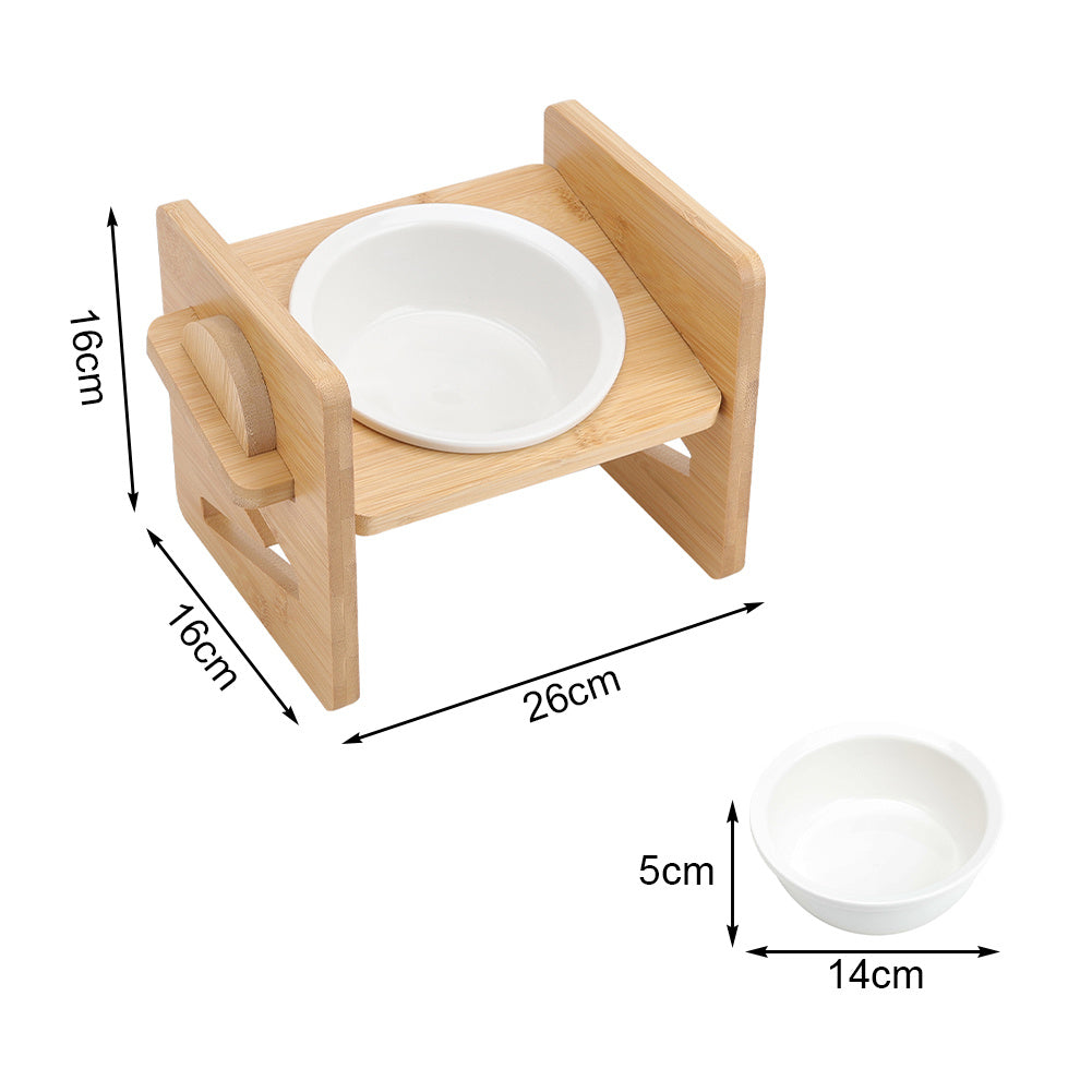 Raised Pet Bowl with Adjustable Height, Bamboo, Adjustable Bamboo Cat Bowls One or - product gallery image 2