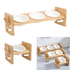 Raised Pet Bowl with Adjustable Height, Bamboo, Adjustable Bamboo Cat Bowls One or - product gallery image 3