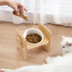Raised Pet Bowl with Adjustable Height, Bamboo, Adjustable Bamboo Cat Bowls One or - product gallery image 5