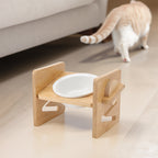 Raised Pet Bowl with Adjustable Height, Bamboo, Adjustable Bamboo Cat Bowls One or - product gallery image 6