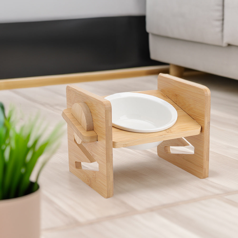 Raised Pet Bowl with Adjustable Height, Bamboo, Adjustable Bamboo Cat Bowls One or - product gallery image 8