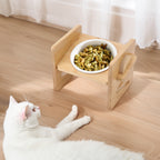 Raised Pet Bowl with Adjustable Height, Bamboo, Adjustable Bamboo Cat Bowls One or - product gallery image 9