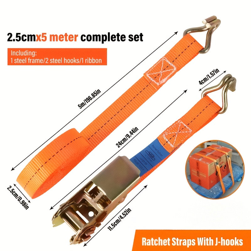 Ratchet Tie Down Straps Heavy Duty 5 Meter with 25mm, 4 Pack - product gallery image 2