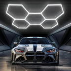Rectangular Frame Hexagonal LED Garage with Light, High Brightness 712W 168000LM 6500K - 5 Grid option
