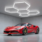 Rectangular Frame Hexagonal LED Garage with Light, High Brightness 712W 168000LM 6500K - product gallery image 2
