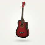 Red Acoustic Guitar For Beginners Cutaway with 1, Hardwood Finish Inch Full Adult Matt