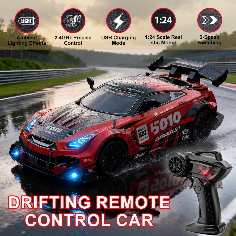 Remote Control Car with Rechargeable, Wheels, RC Drift 1:24 Scale 4WD High - red option