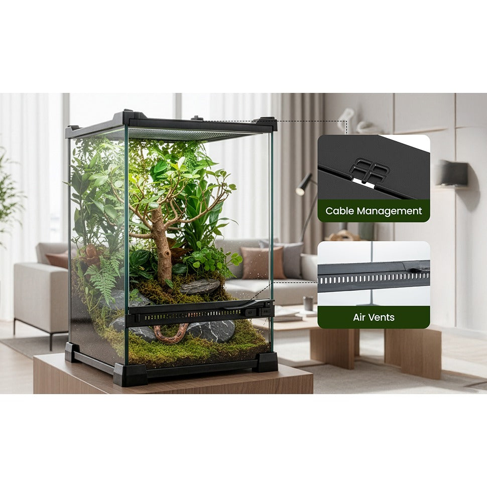Reptile Terrarium with Leakproof, Glass Vivarium Tank Ventilated Habitat - product gallery image 12