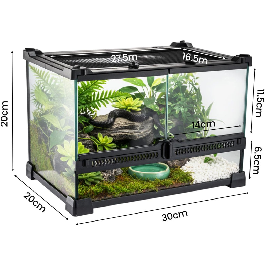 Reptile Terrarium with Leakproof, Glass Vivarium Tank Ventilated Habitat - product gallery image 3