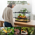 Reptile Terrarium with Leakproof, Glass Vivarium Tank Ventilated Habitat