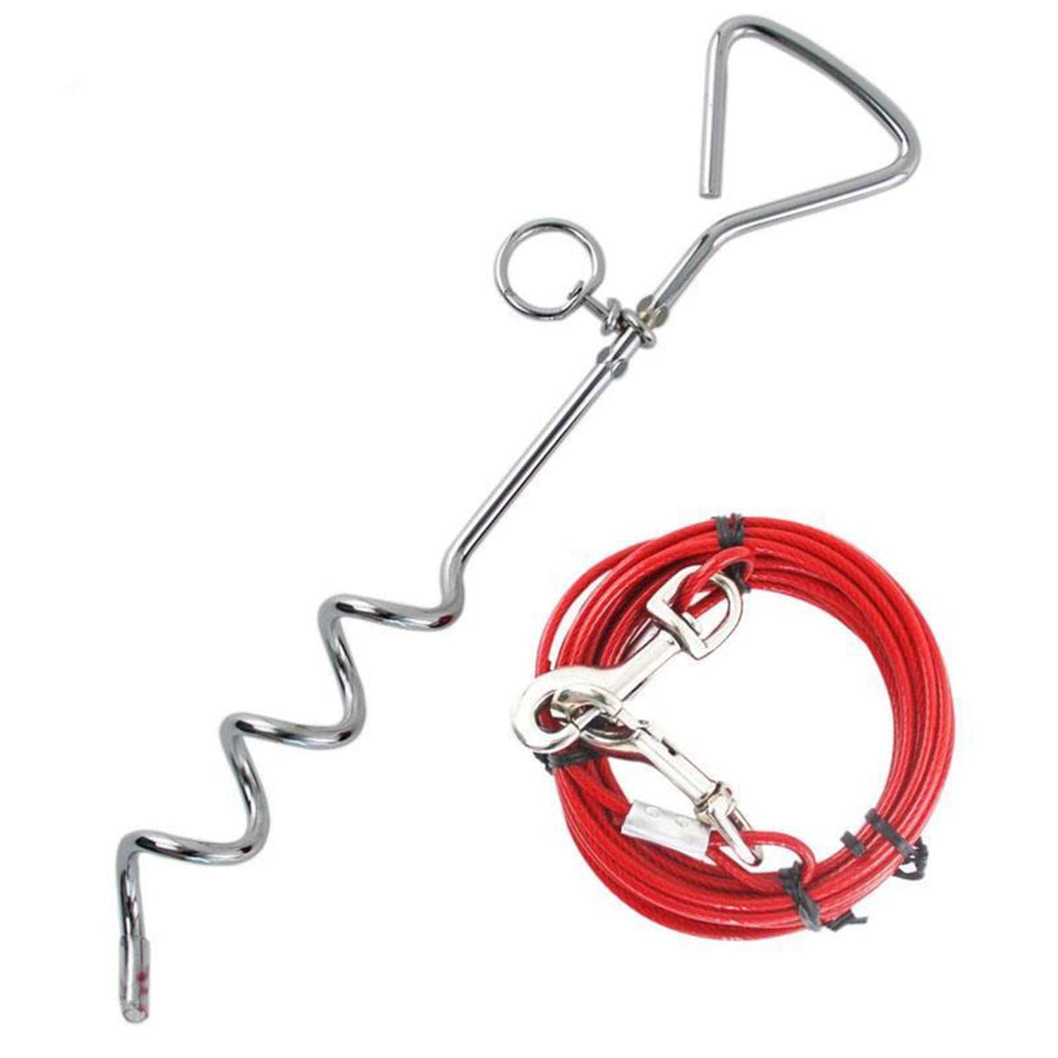 Ring 10ft Dog Tie-Out Cable Spiral Stake for gardens and patios