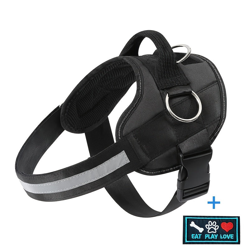 Ring Adjustable Reflective Dog Harness Nylon Vest with Metal - Black, XS option