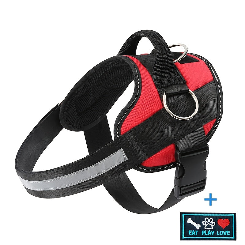 Ring Adjustable Reflective Dog Harness Nylon Vest with Metal - 【Red】, XS option