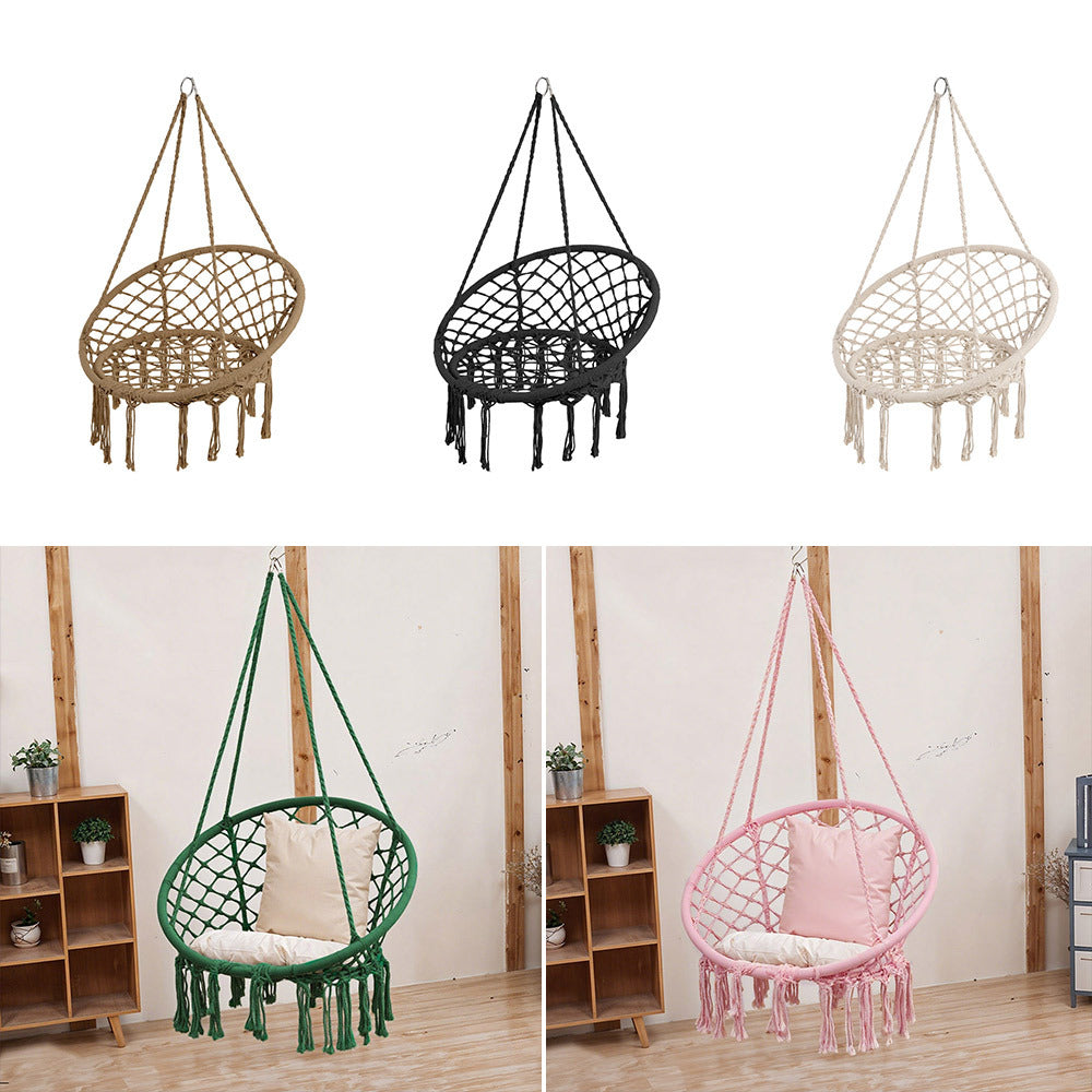 Ring Cotton Rope Hanging Chair Iron Woven with 200kg, Wood - product gallery image 23