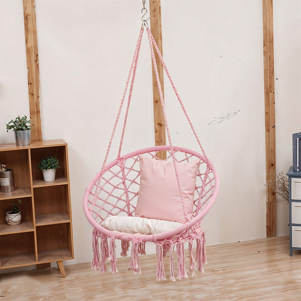 Ring Cotton Rope Hanging Chair Iron Woven with 200kg, Wood - product gallery image 25