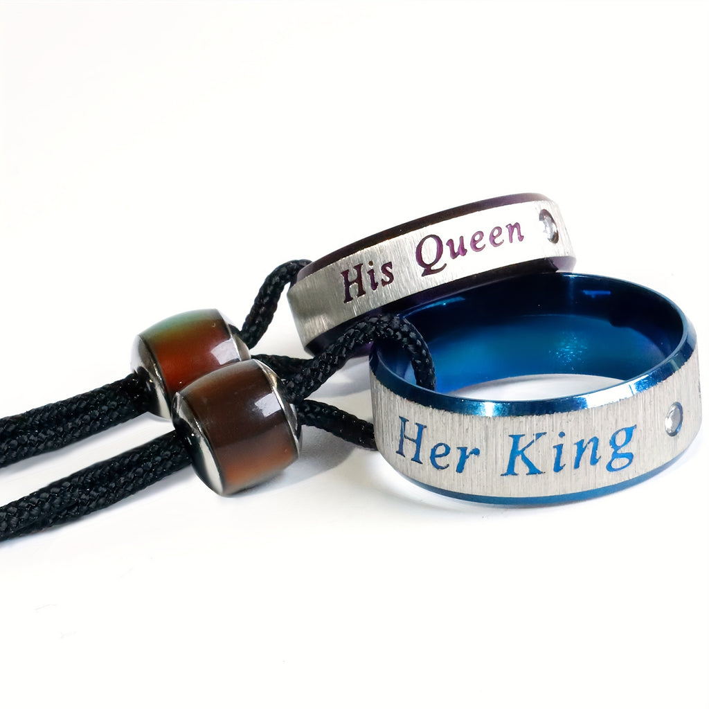 Ring Her King His Queen Couple Necklace with Waterproof, Stainless Steel - product gallery image 13