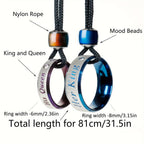 Ring Her King His Queen Couple Necklace with Waterproof, Stainless Steel