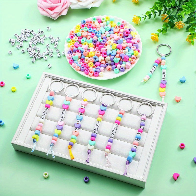 Ring Keyring Making Kit Pieces Letter Beads with Plastic, 566 Pieces - product gallery image 3