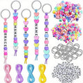 Ring Keyring Making Kit Pieces Letter Beads with Plastic, 566 Pieces