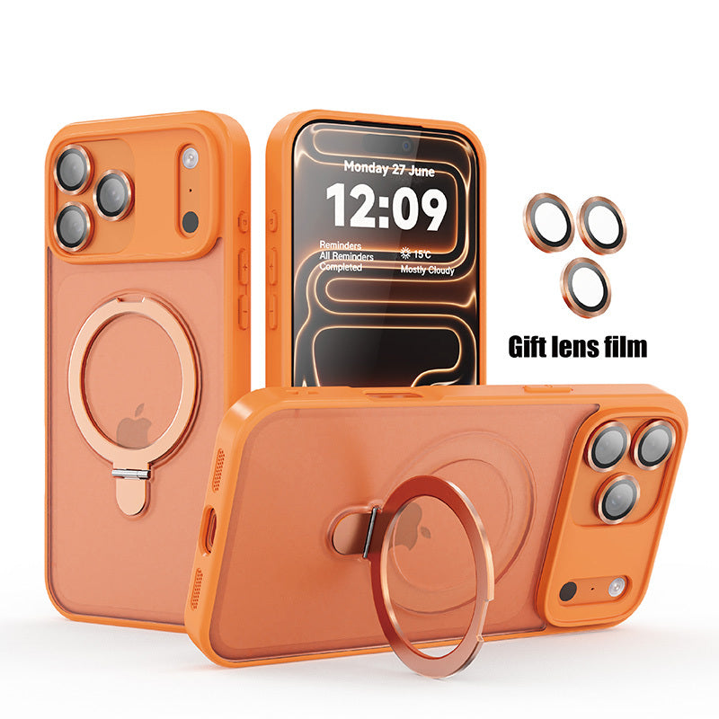 Ring Matte Magnetic Holder iPhone Case Large with Wireless - Orange, iPhone 17 Pro Max option