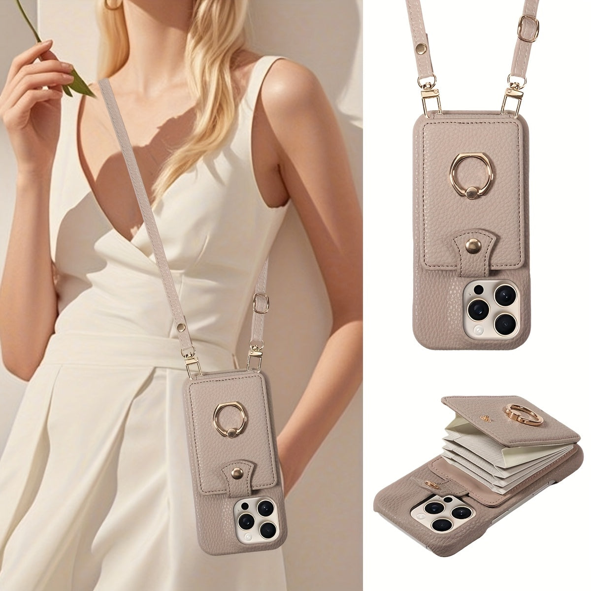 Ring Multi-Functional Faux Leather Accordion Flip for travel - product gallery image 2
