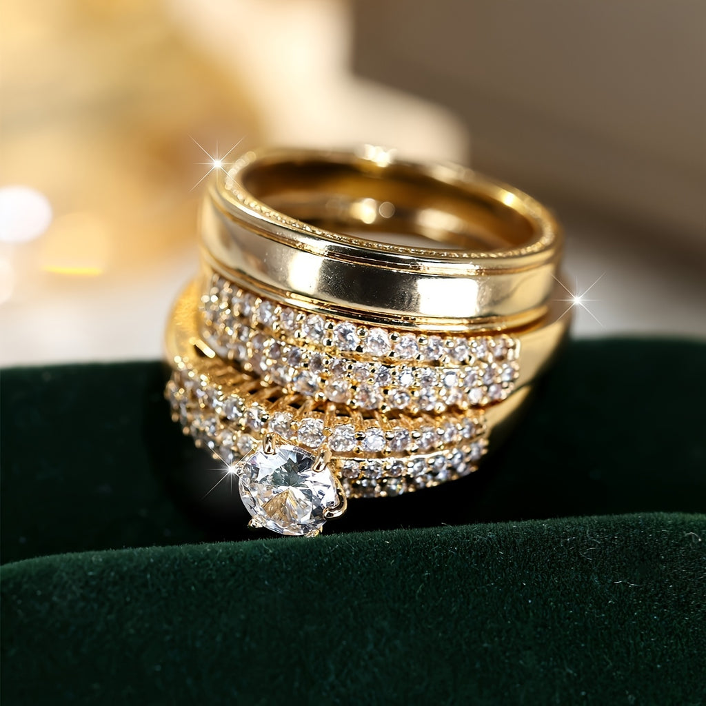 Ring of Gold Zirconia Rings Women Elegant for layering and statement styling - product gallery image 2