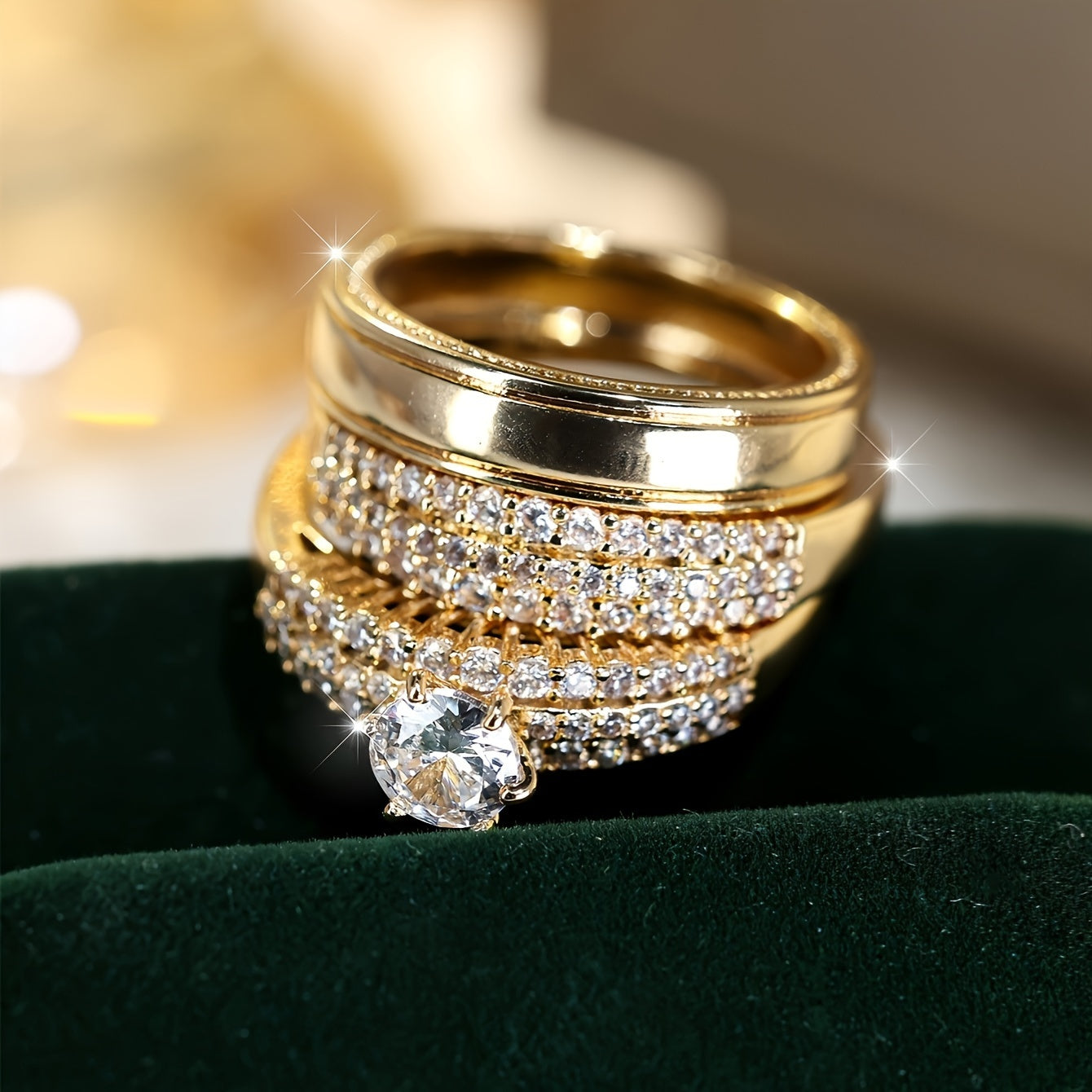 Ring of Gold Zirconia Rings Women Elegant for layering and statement styling - product gallery image 2