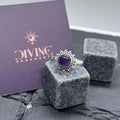 Ring Sterling Silver Gemstone Flower for layering and statement styling - Amethyst, US- 5/ UK- J option