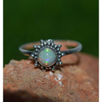 Ring Sterling Silver Gemstone Flower for layering and statement styling - product gallery image 2