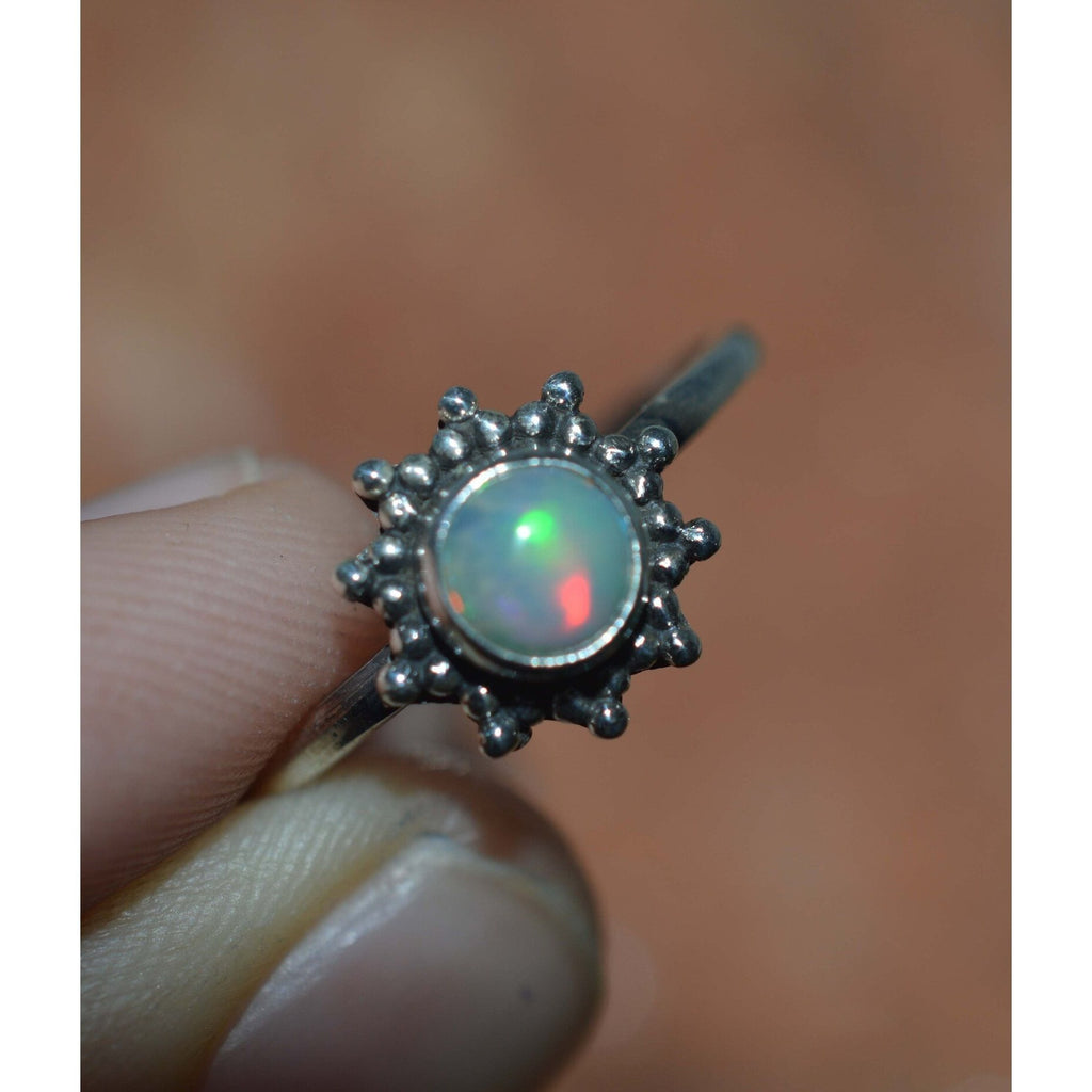 Ring Sterling Silver Gemstone Flower for layering and statement styling - product gallery image 3