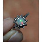 Ring Sterling Silver Gemstone Flower for layering and statement styling - product gallery image 3