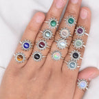 Ring Sterling Silver Gemstone Flower for layering and statement styling - product gallery image 41