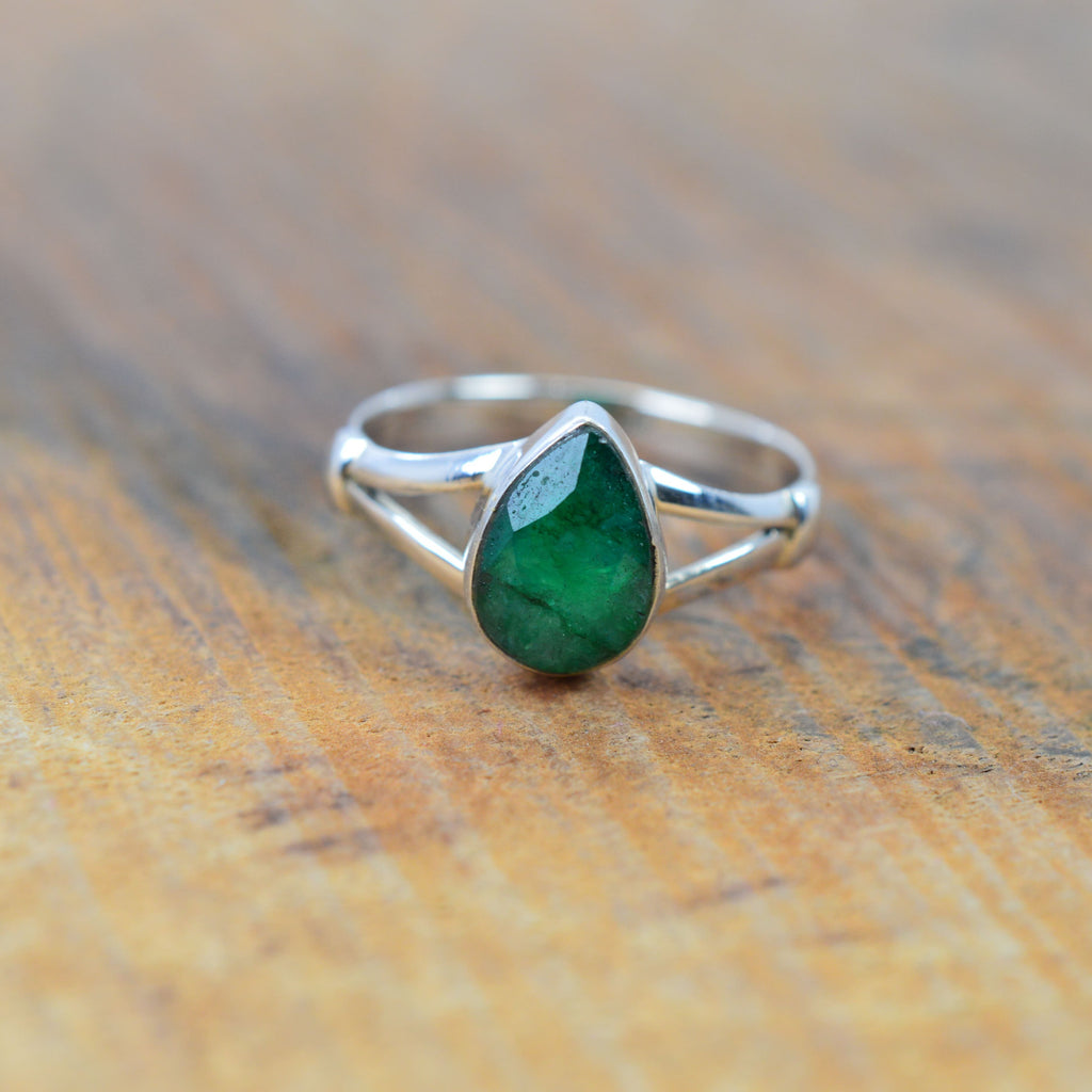 Ring Sterling Silver Teardrop Gemstone for layering and statement styling - product gallery image 2