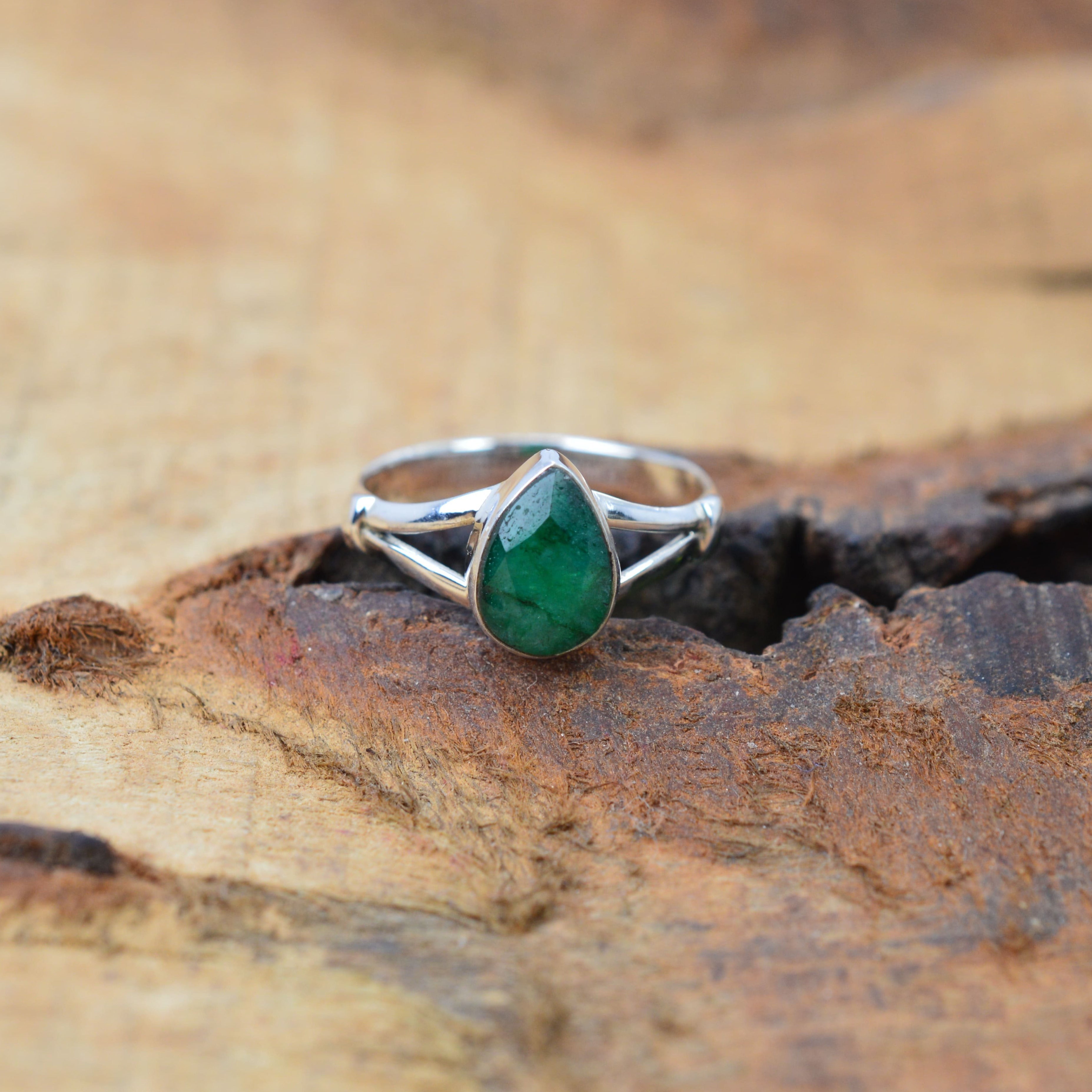 Ring Sterling Silver Teardrop Gemstone for layering and statement styling - product gallery image 3